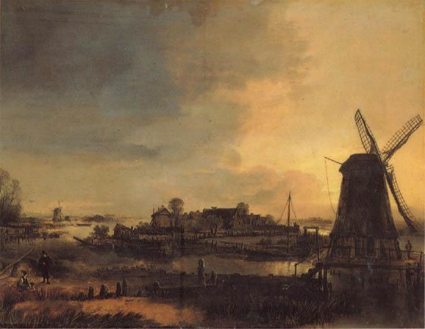 Aert van der Neer Landscape with a Mill Germany oil painting art